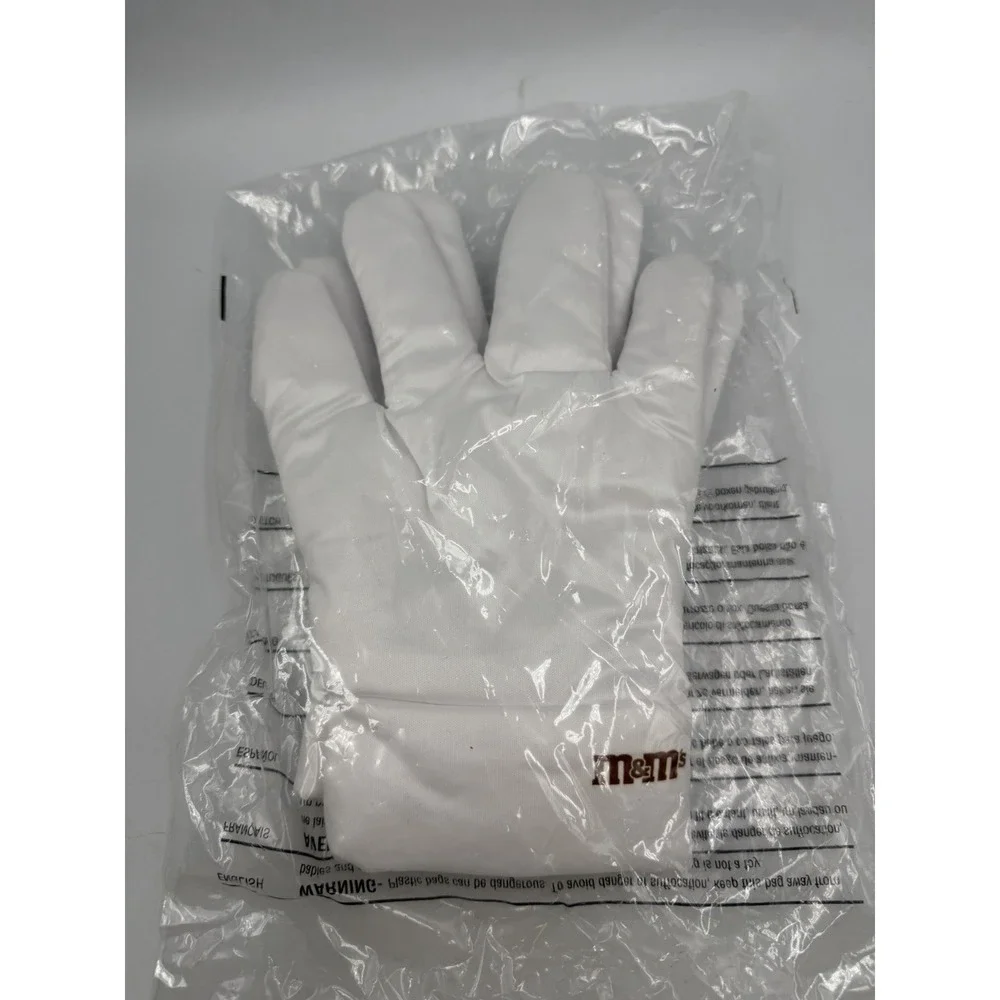 One Size M&M White Costume Gloves NEW IN PACKAGING
